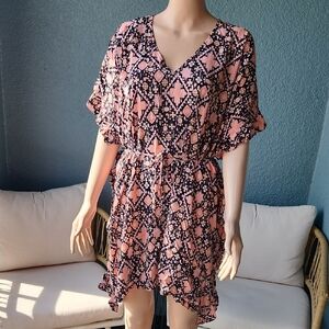 Pink and Black Patterned Women's Swim Cover Up